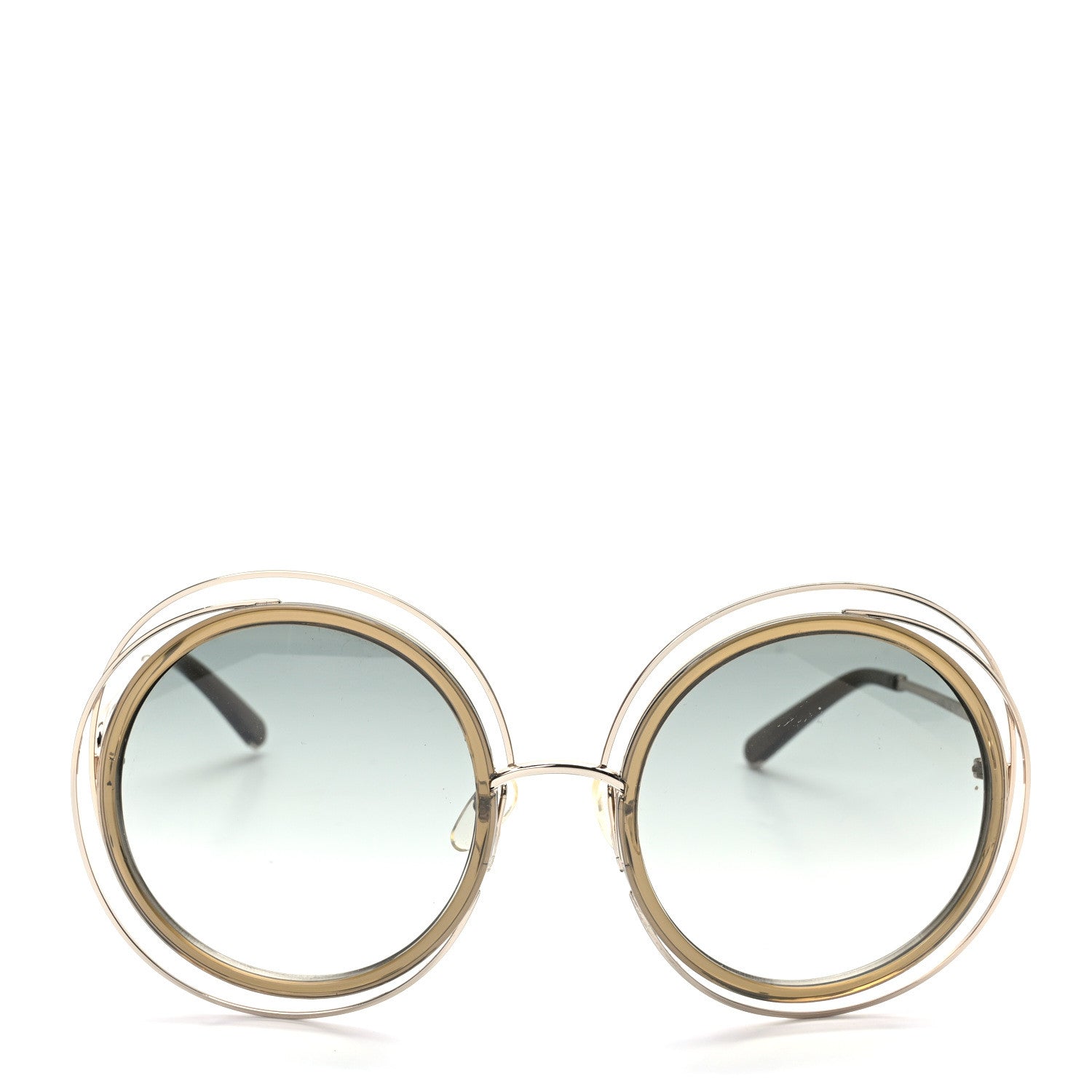 Chloe Oversized Round Carlina Sunglasses CE120S Gold Khaki 2 of 7