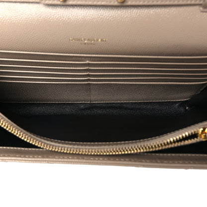 Saint Laurent Grain De Poudre Matelasse Chevron Monogram Chain Wallet Nude Powder 6 of 9