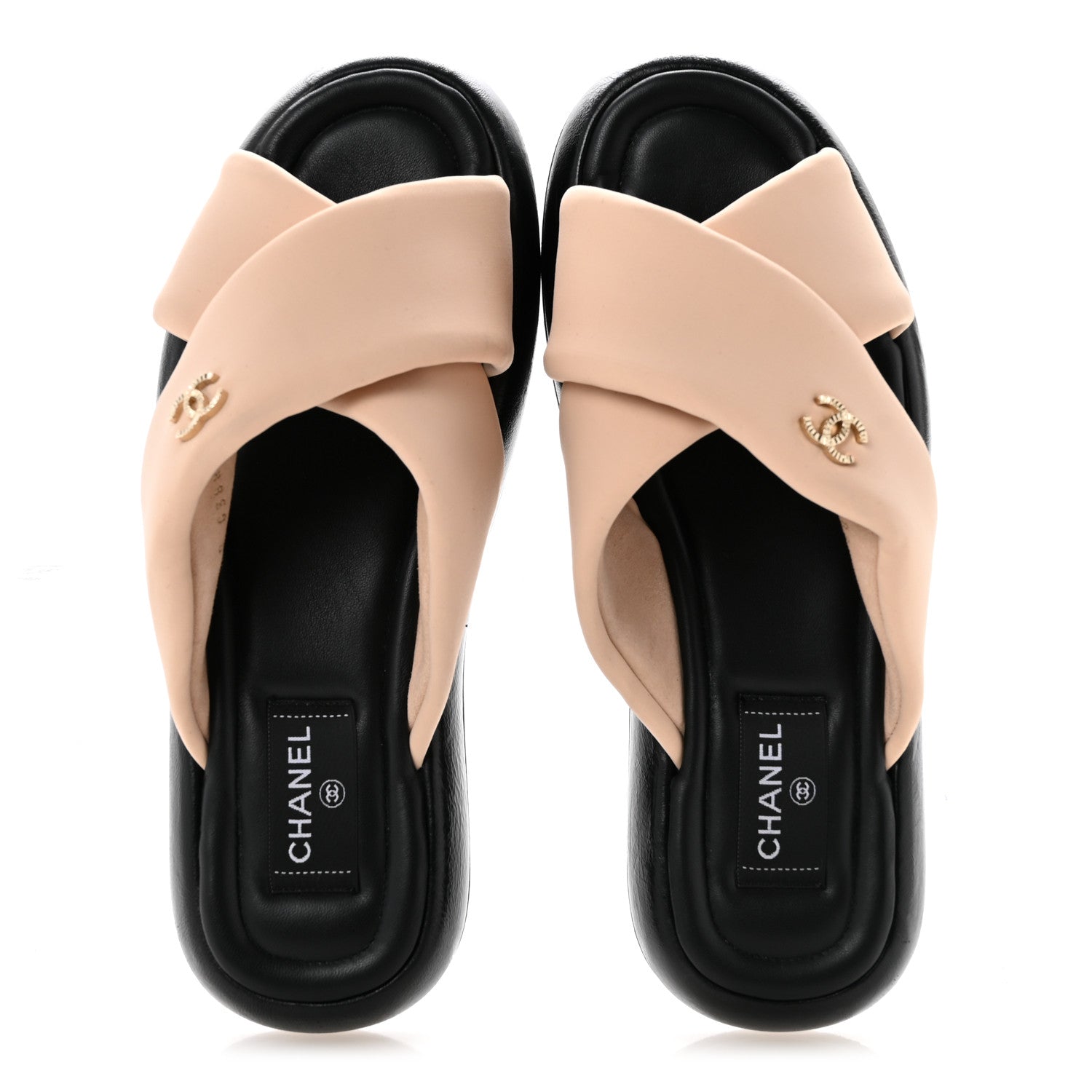 Chanel Fabric CC Mules Sandals 41 Light Beige 2 of 11