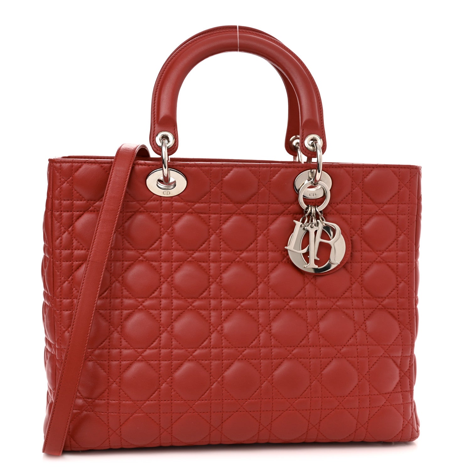 Christian Dior Lambskin Cannage Large Lady Dior Red 1 of 10