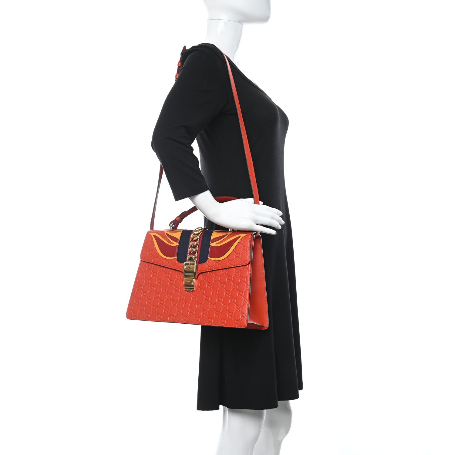 Gucci Guccissima Signature Medium Sylvie Top Handle Bag Orange 2 of 11