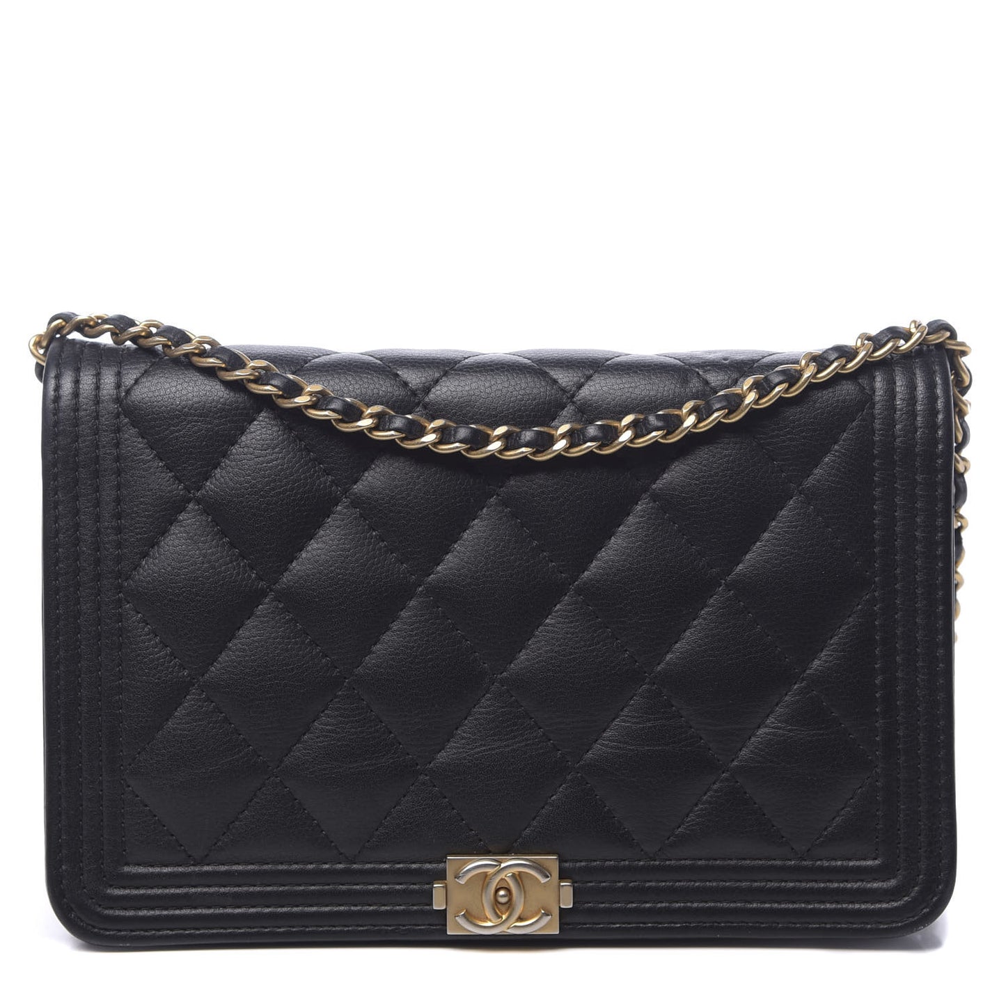 Caviar Quilted Boy Wallet On Chain WOC Black