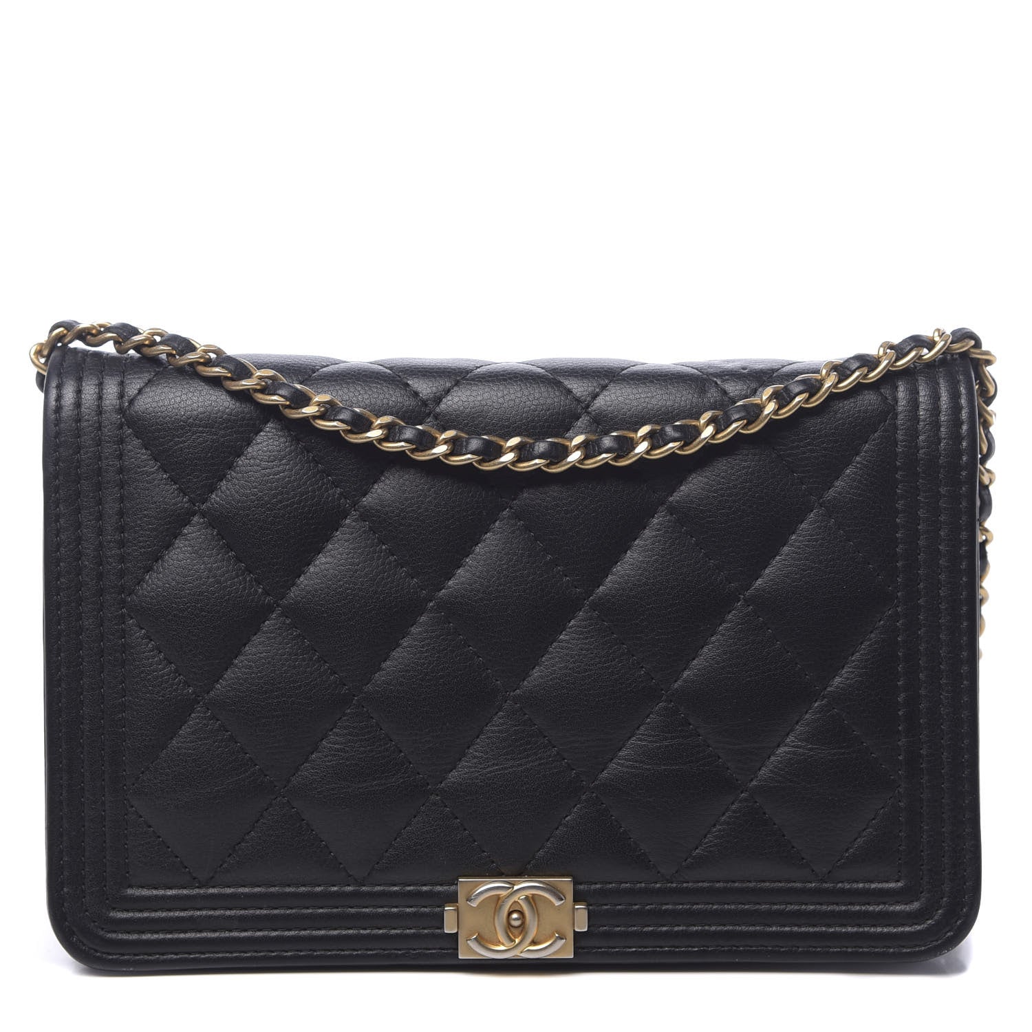 Chanel Caviar Quilted Boy Wallet On Chain WOC Black 1 of 14