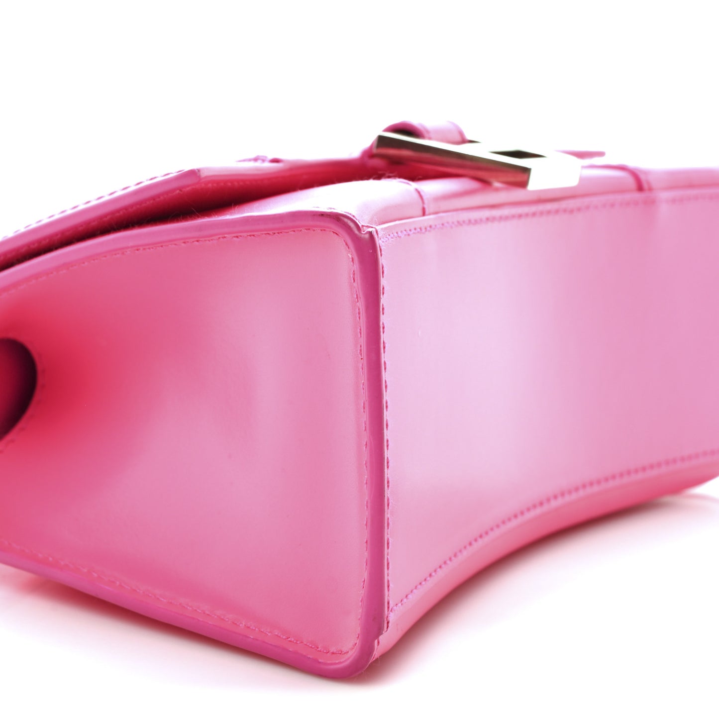 Shiny Box Calfskin Hourglass Top Handle Bag XS Hot Pink