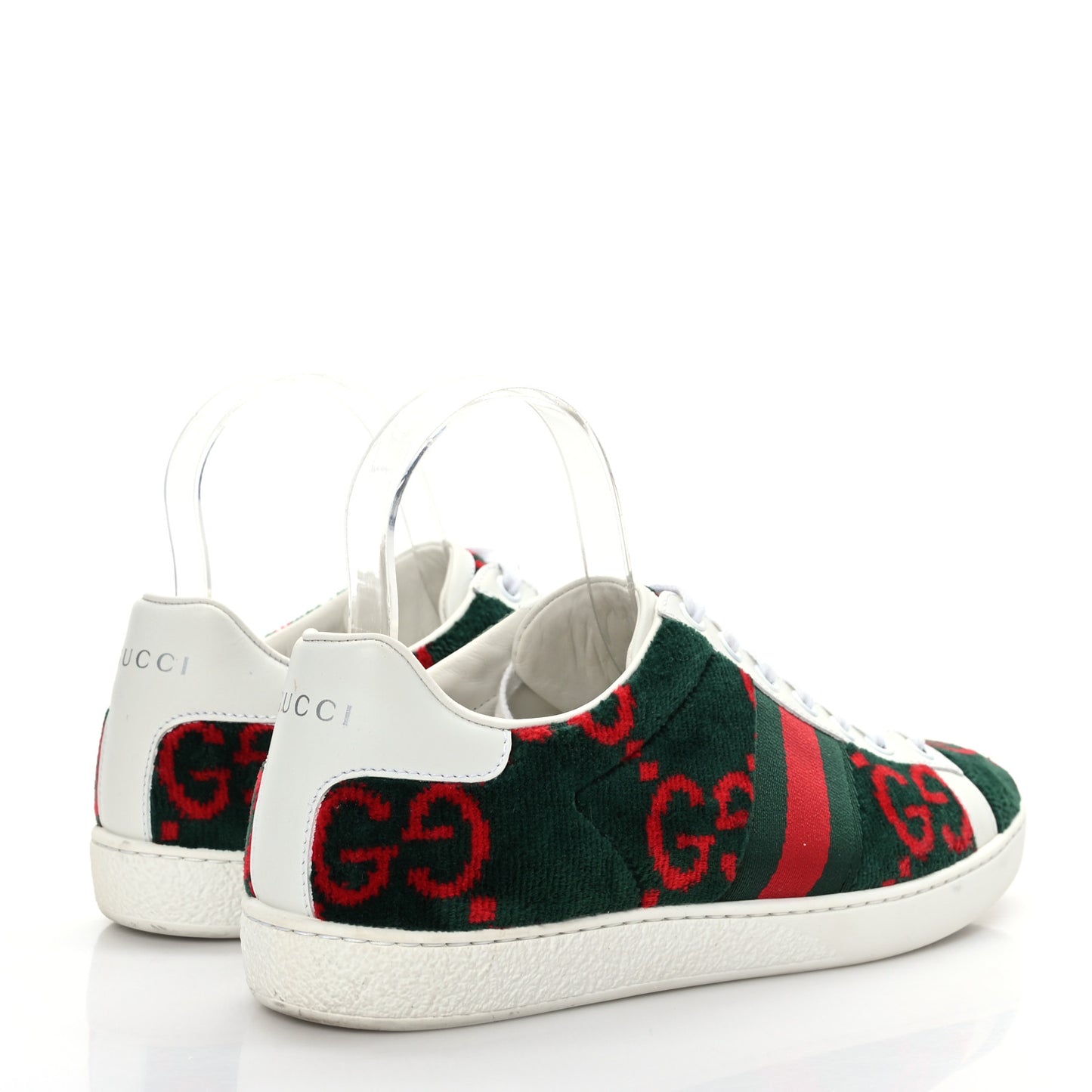 Terry Cloth GG Monogram Web Womens Ace Sneakers 36.5 Green Red