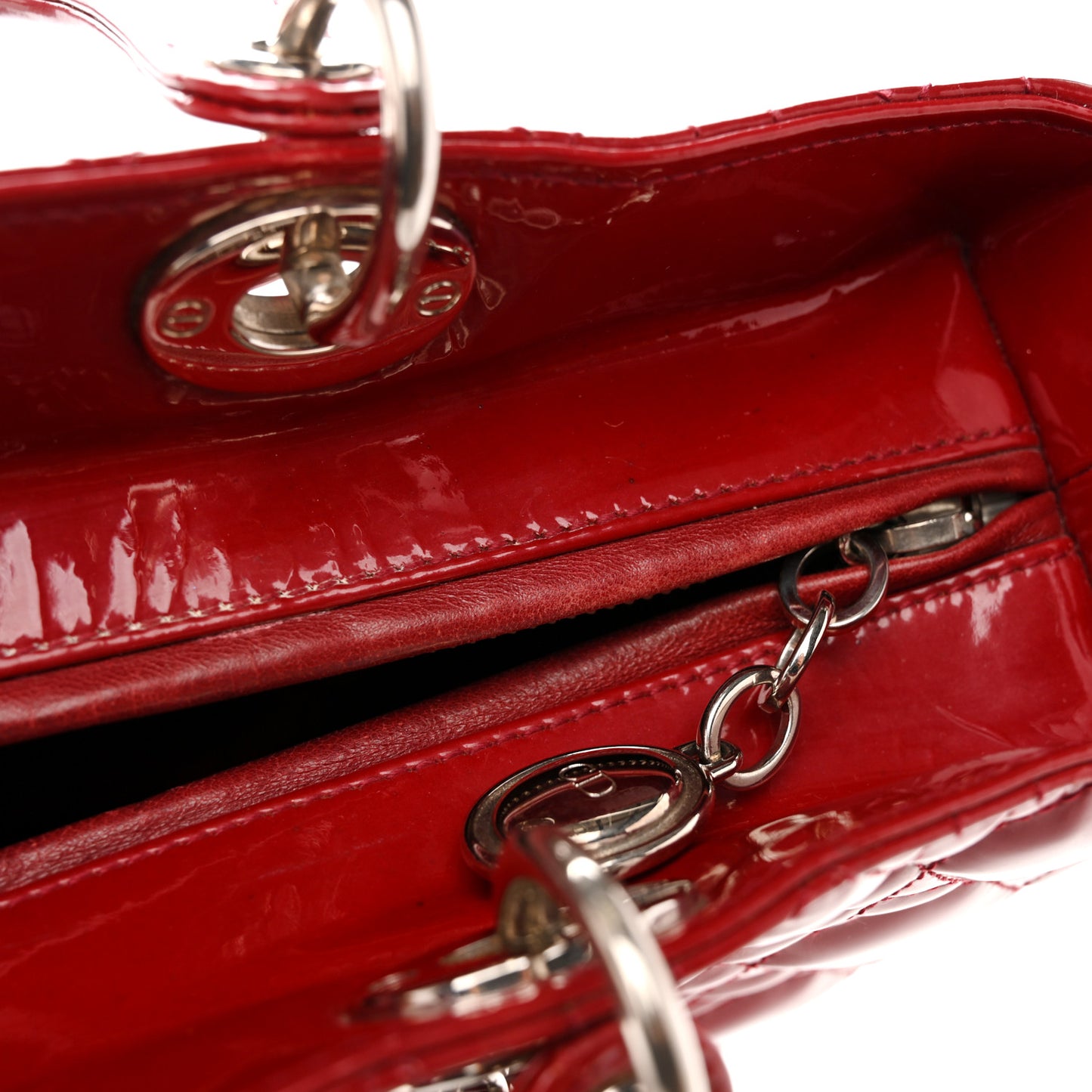 Patent Cannage Large Lady Dior Red