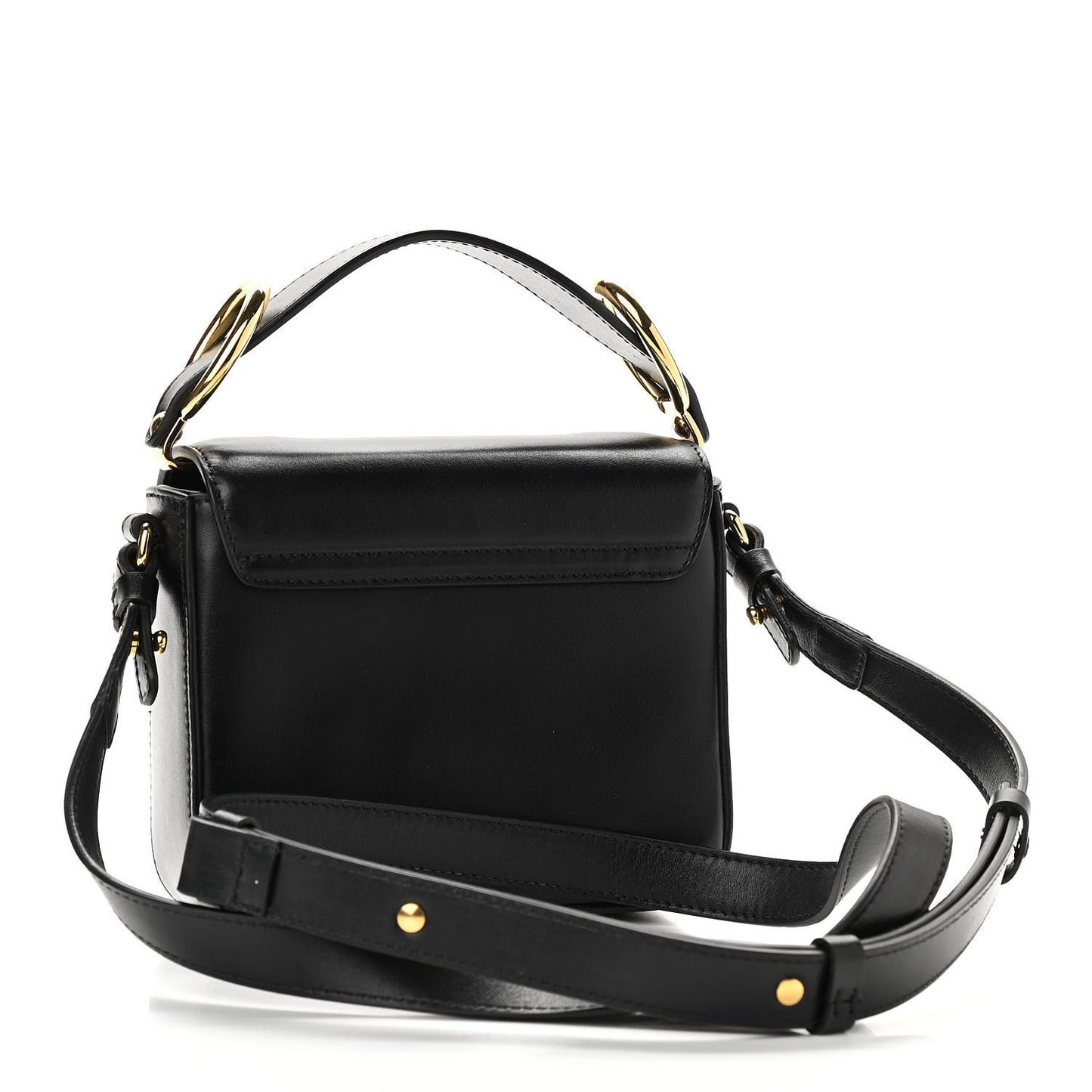 Shiny Calfskin Suede Mini C Double Carry Black