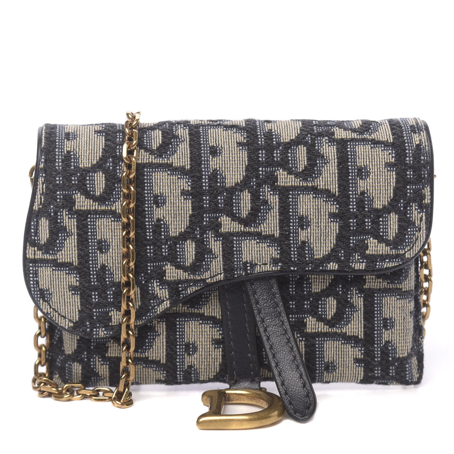 Oblique Nano Saddle Chain Pouch Blue