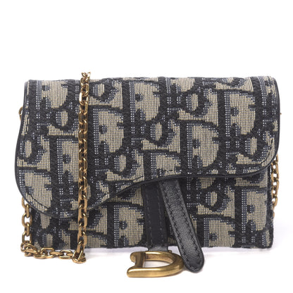 Christian Dior Oblique Nano Saddle Chain Pouch Blue 1 of 11