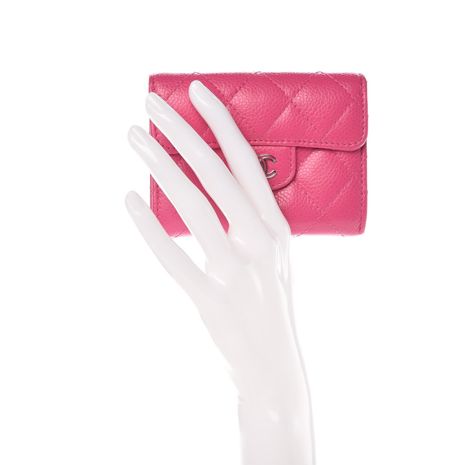 Chanel Caviar Quilted Card Holder Dark Pink 2 of 8