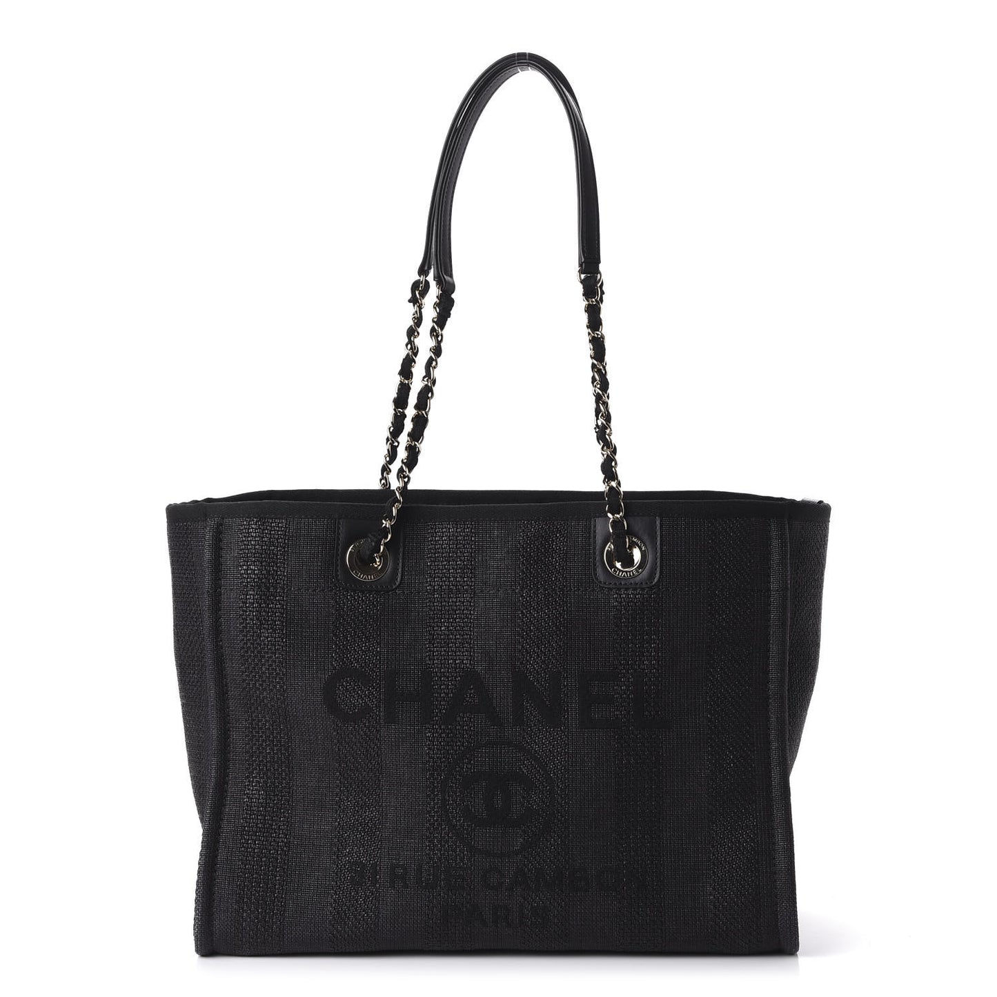 Mixed Fibers Striped Small Deauville Tote Black