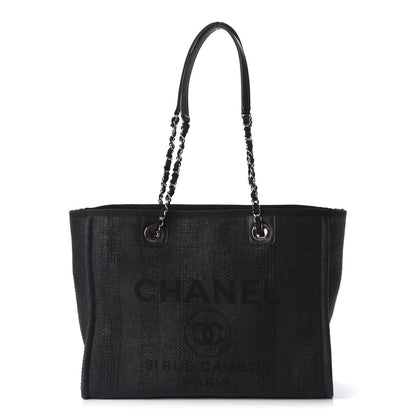 Chanel Mixed Fibers Striped Small Deauville Tote Black 1 of 10