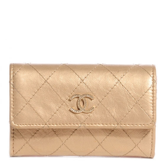 Chanel Calfskin Card Holder Wallet Gold 1 of 8