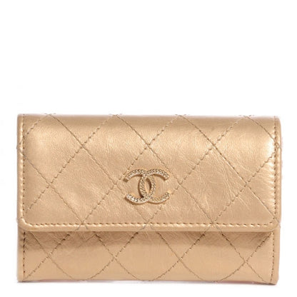 Chanel Calfskin Card Holder Wallet Gold 1 of 8