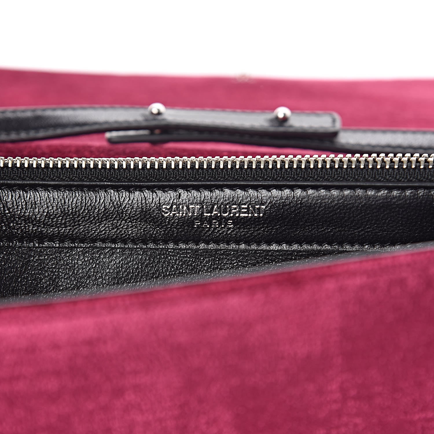 Saint Laurent Textured Velour Monogram Chain Wallet Rose Wine 7 of 11