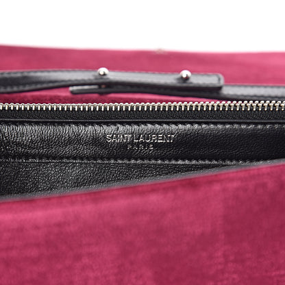 Saint Laurent Textured Velour Monogram Chain Wallet Rose Wine 7 of 11