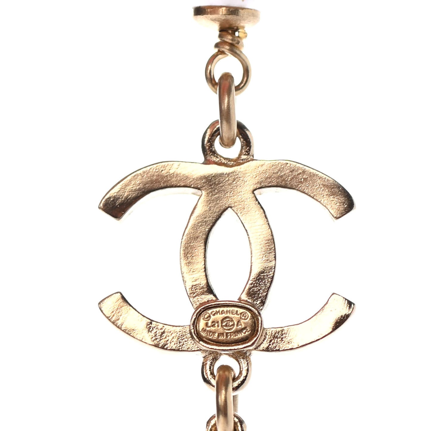 Crystal Pearl CC Airpods Pro Necklace Gold