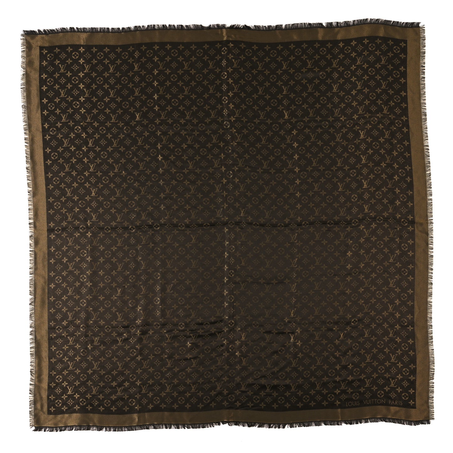 Silk Lurex Wool Monogram Shine Shawl Brown