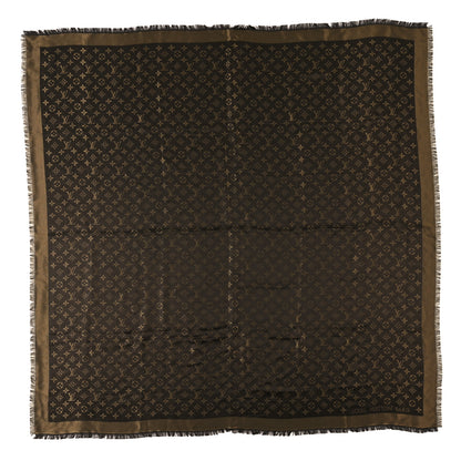 Louis Vuitton Silk Lurex Wool Monogram Shine Shawl Brown 1 of 4