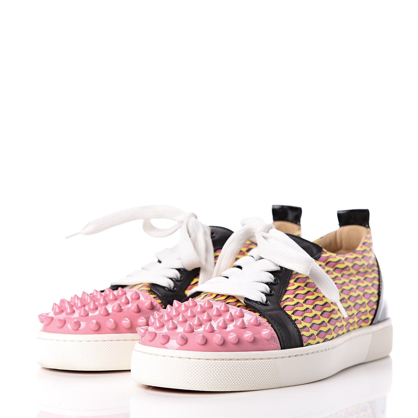 Patent Toile Womens Louis Junior Spikes Flat Sneakers 38 Version Jaune