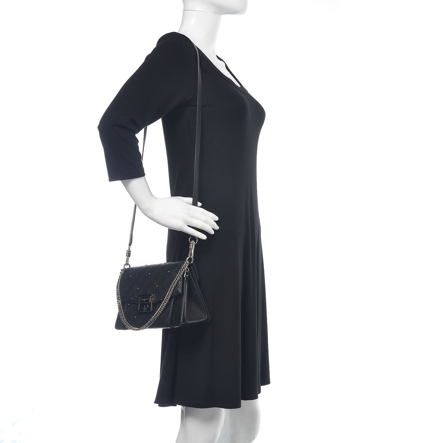 Lambskin Embroidered Studded Small GV3 Shoulder Bag Black
