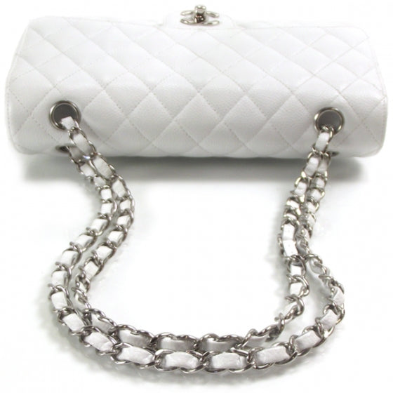 Chanel Caviar Quilted Medium Double Flap White 5 of 11