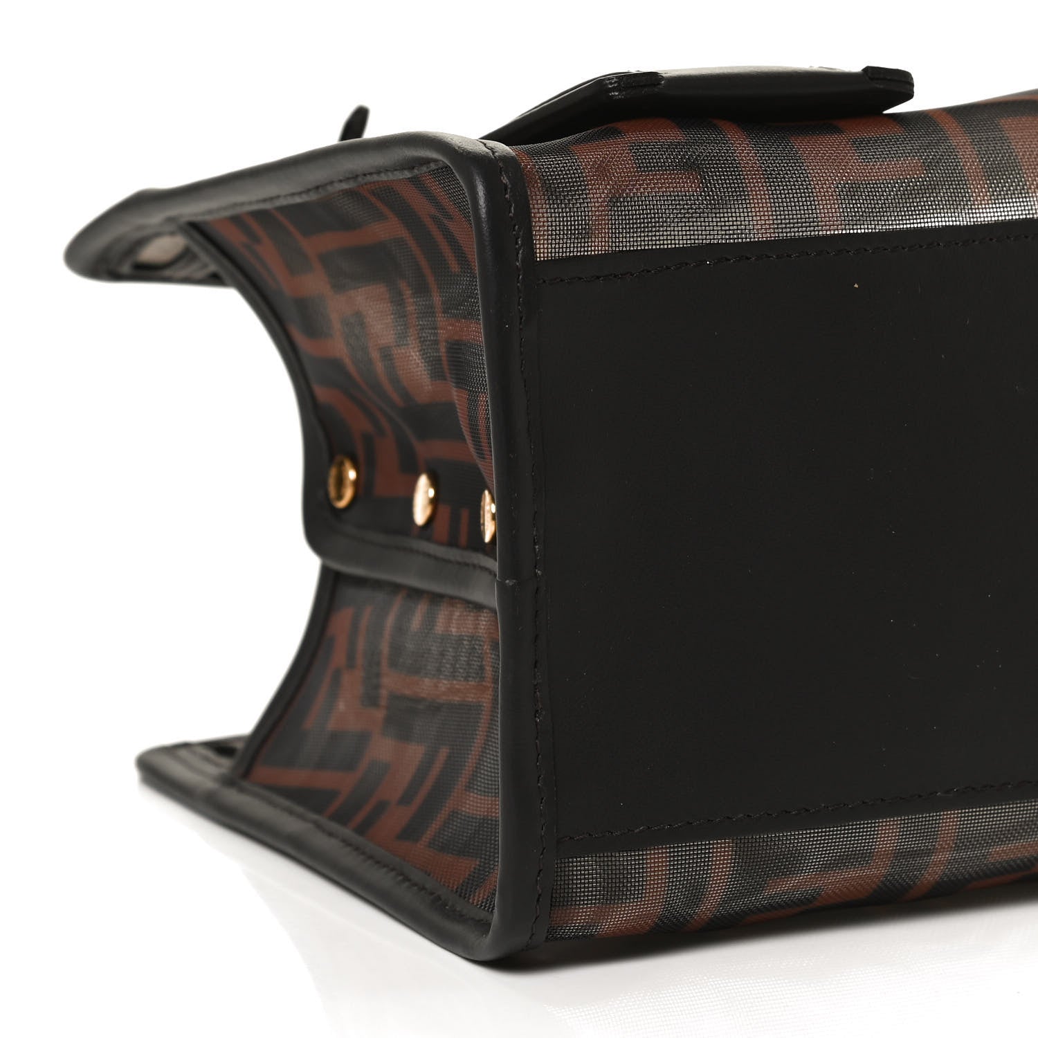 Fendi Mesh Vitello Century FF 1974 Mini Peekaboo Defender Cover Marrone Black Ebano 11 of 12