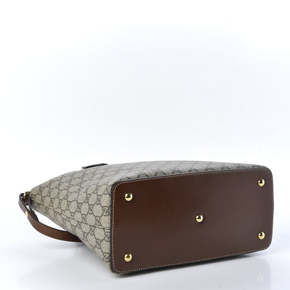 Gucci GG Supreme Monogram Linea A Foldover Tote Brown 3 of 9