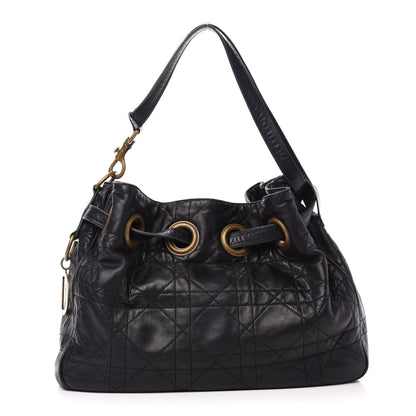 Christian Dior Lambskin Cannage Drawstring Bag Black 1 of 17