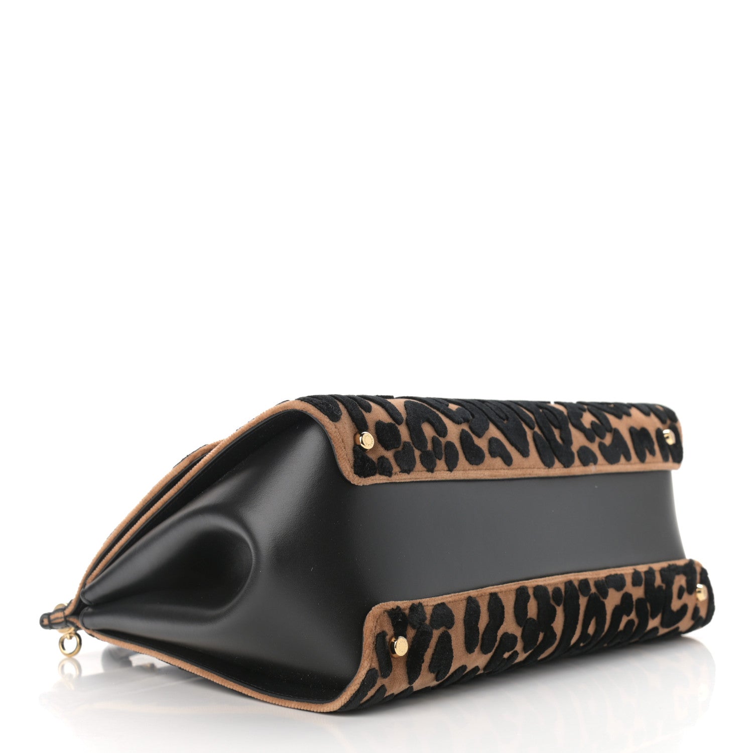 Dolce & Gabbana Velvet Leopard Print Miss Sicily Satchel Black 4 of 10
