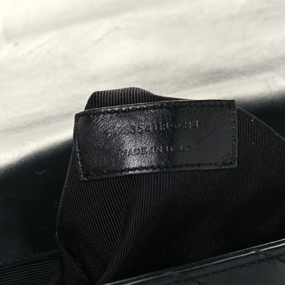 Saint Laurent Smooth Calfskin Matelasse Chevron Large Monogram Satchel Black 8 of 11