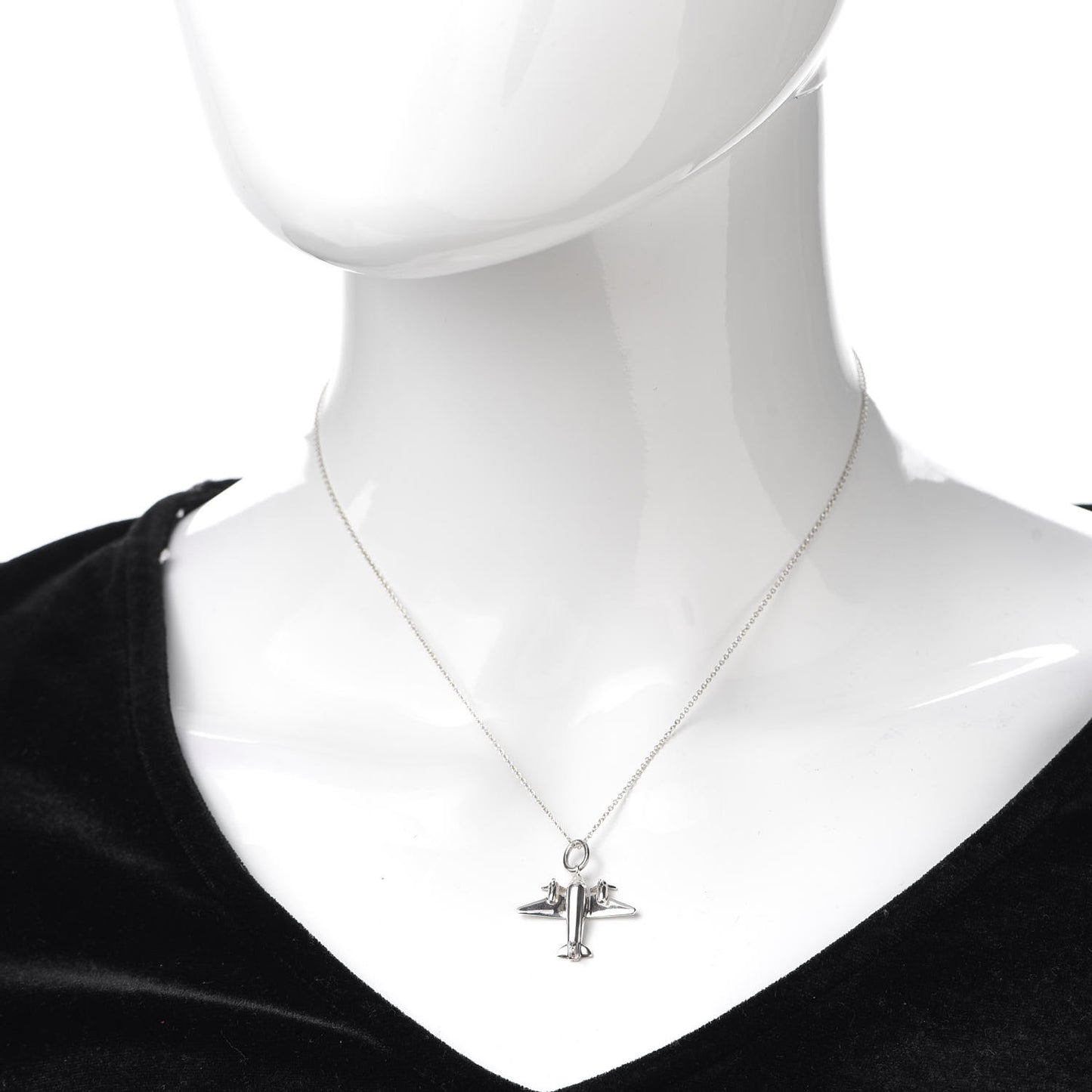 Sterling Silver Airplane Pendant Necklace