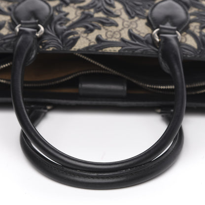 Gucci GG Supreme Monogram Arabesque Small Top Handle Bag Beige Black 12 of 17