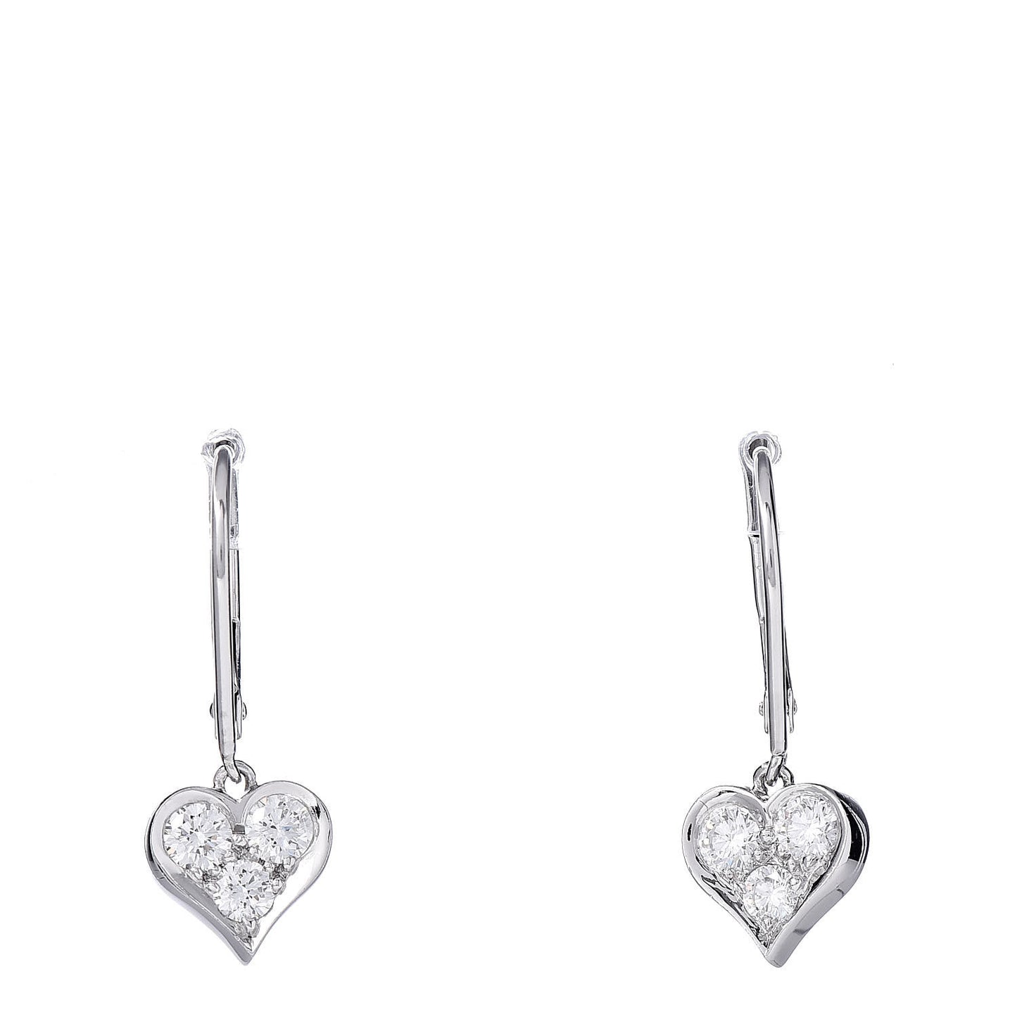 Platinum Diamond Heart Drop Earrings