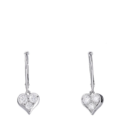 Tiffany Platinum Diamond Heart Drop Earrings 1 of 5