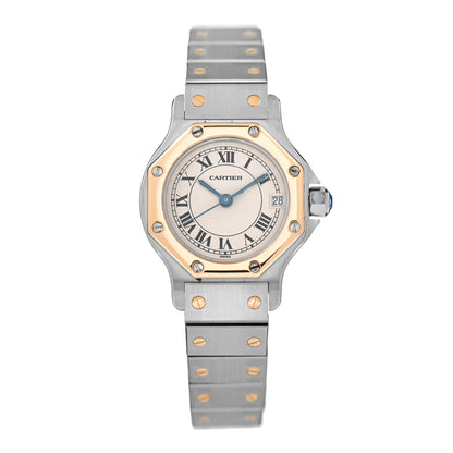Cartier Stainless Steel 18K Yellow Gold 25mm Santos Octagon Quartz Watch 1 of 5