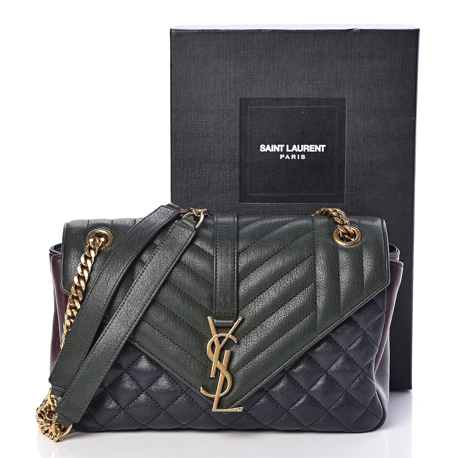 Saint Laurent Sheepskin Tri-Color Tri-Quilt Monogram Medium College Bag 10 of 10