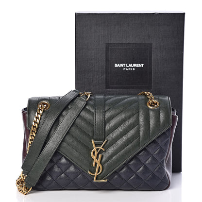 Saint Laurent Sheepskin Tri-Color Tri-Quilt Monogram Medium College Bag 10 of 10
