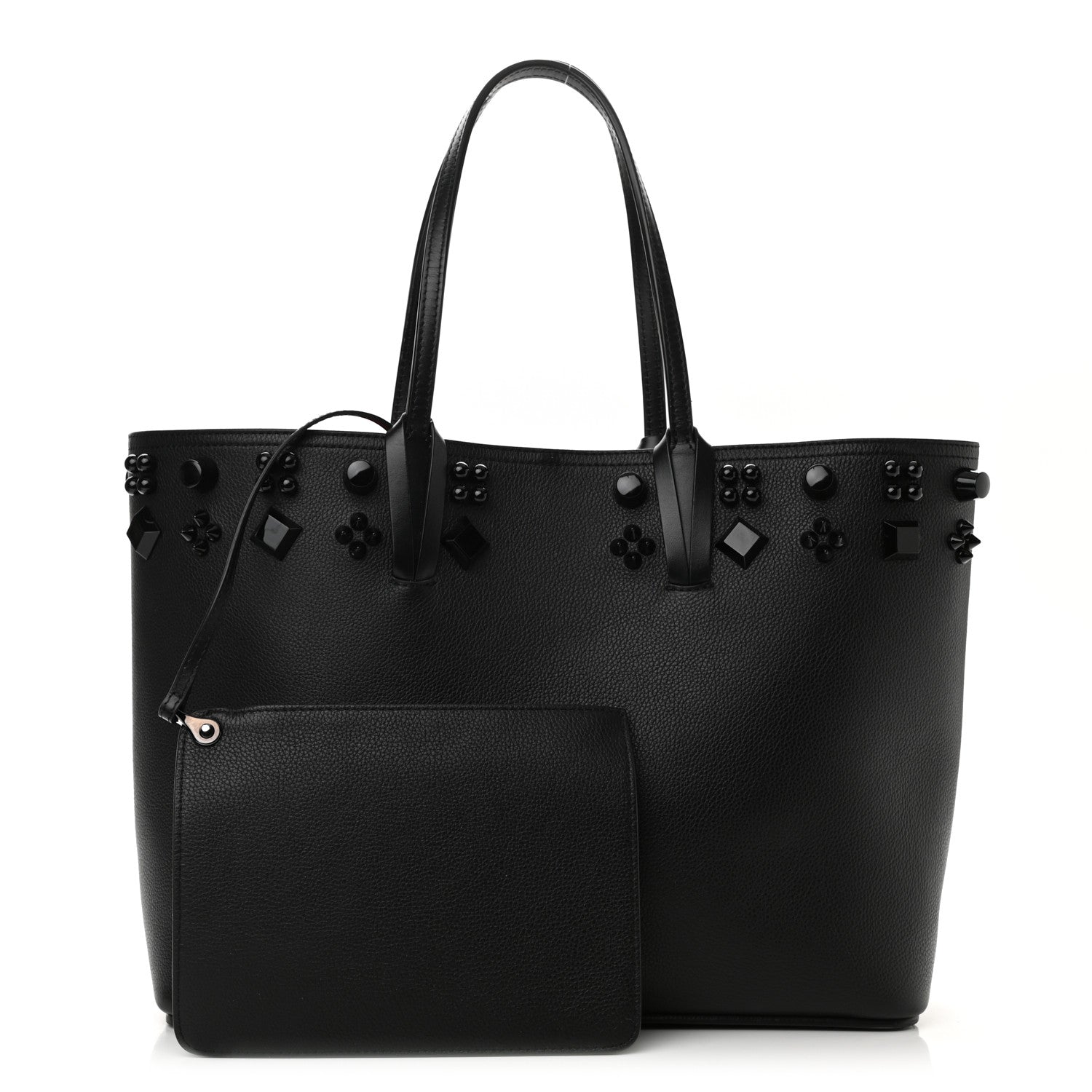 Christian Louboutin Calfskin Empire Spike Studded East West Cabata Tote Black 1 of 9