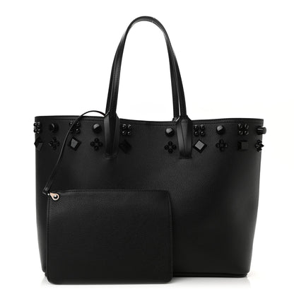 Christian Louboutin Calfskin Empire Spike Studded East West Cabata Tote Black 1 of 9