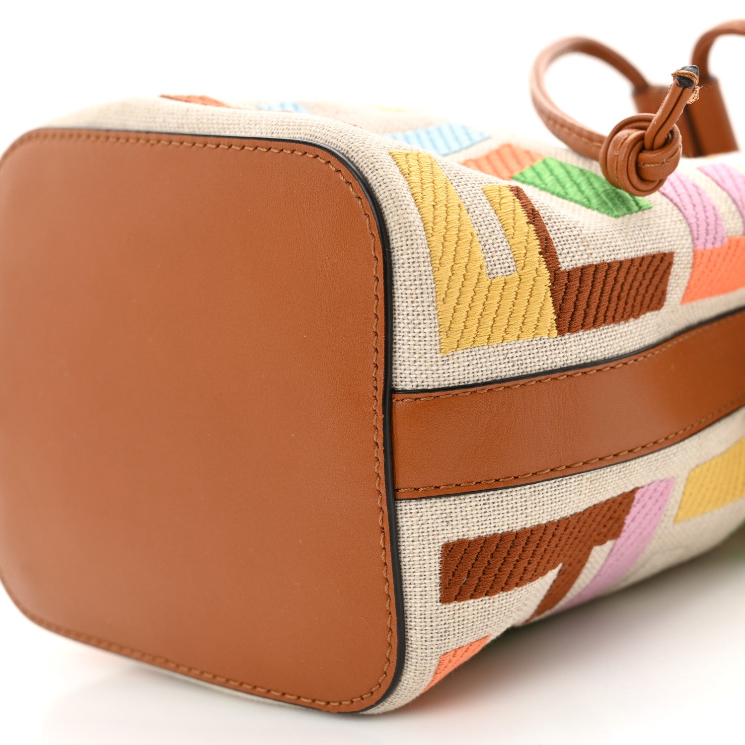 Fendi Kuban Canvas Vitello King F is Fendi FF Embroidered Mini Mon Tresor Bucket Bag Multicolor Cuoio 10 of 10