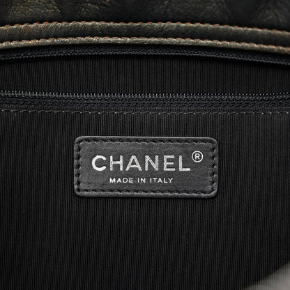 Chanel Metallic Goatskin Quilted Medium Rock In Rome Tote Charcoal 6 of 14