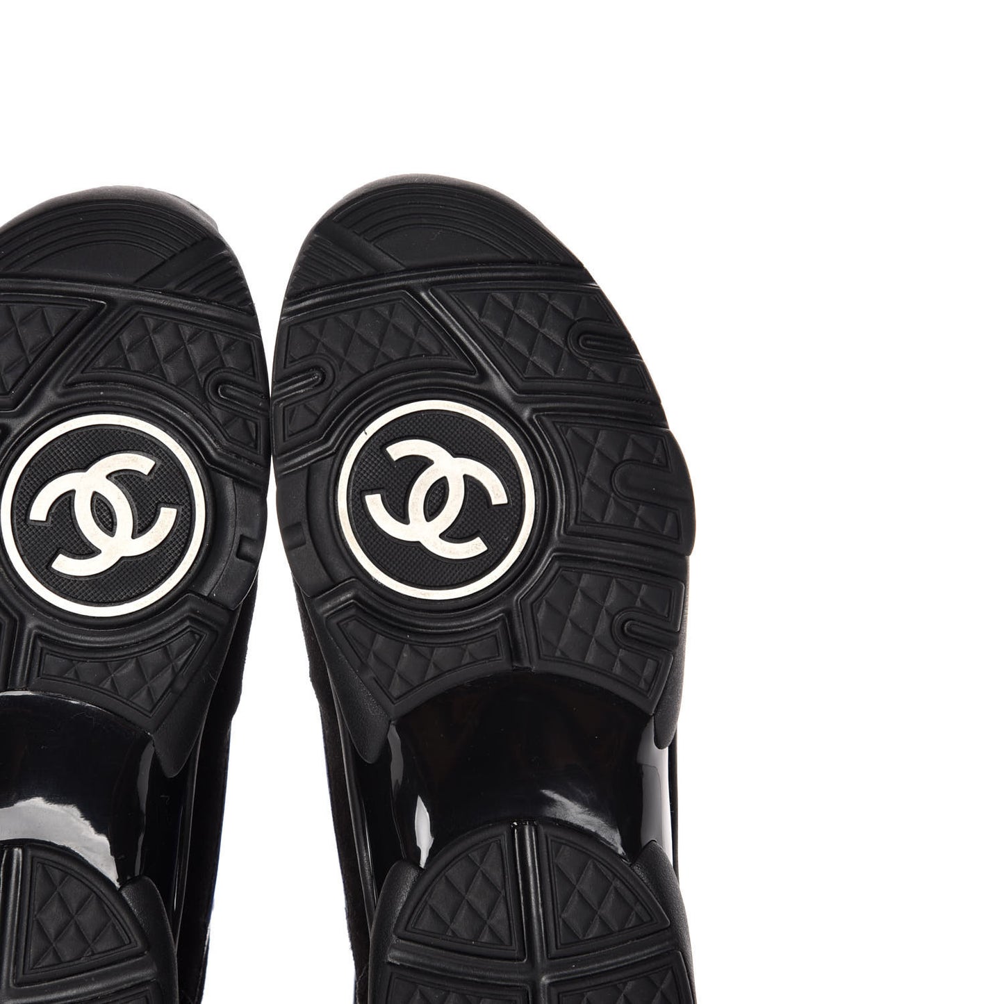 Suede Velvet Lambskin CC Sneakers 37 Black Blue Silver