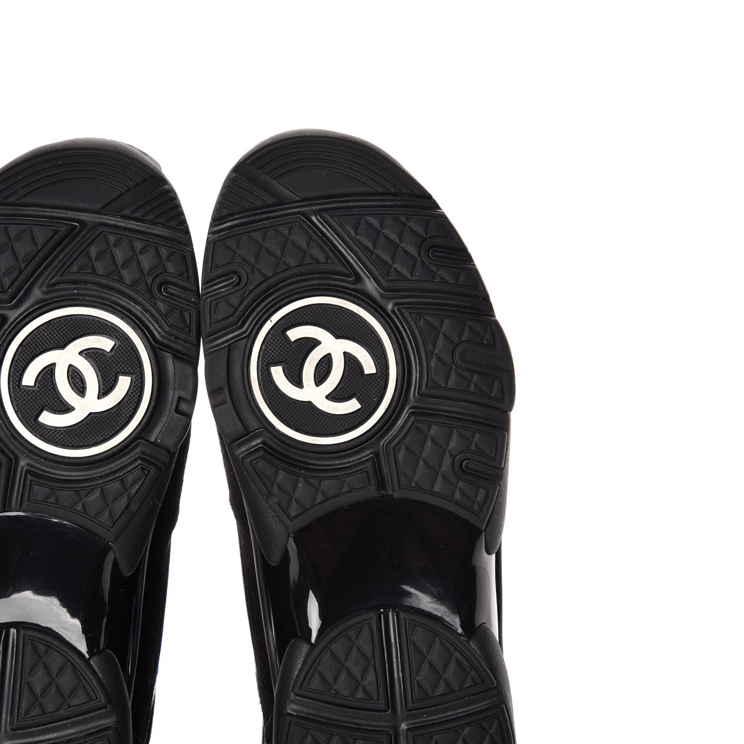 Chanel Suede Velvet Lambskin CC Sneakers 37 Black Blue Silver 6 of 8