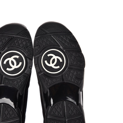 Chanel Suede Velvet Lambskin CC Sneakers 37 Black Blue Silver 6 of 8