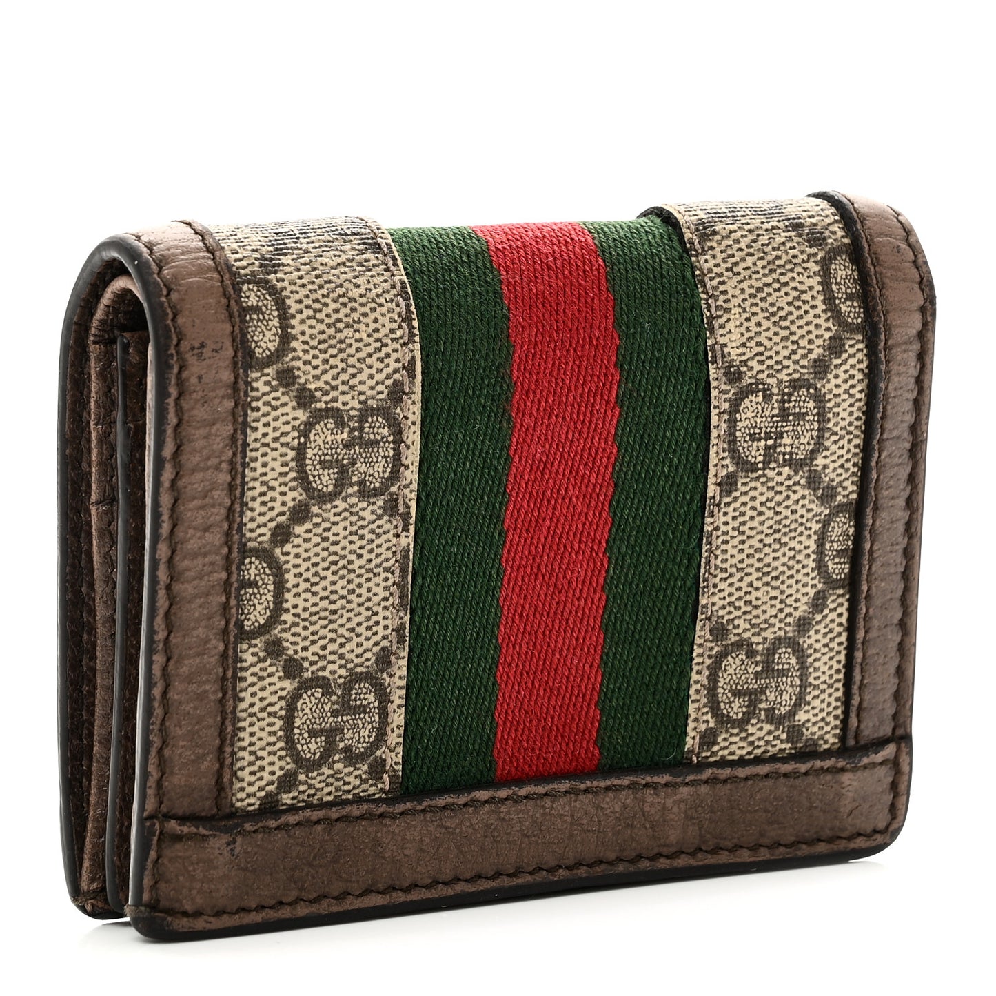 GG Supreme Monogram Web Ophidia Card Case Beige New Acero