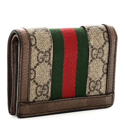 Gucci GG Supreme Monogram Web Ophidia Card Case Beige New Acero 3 of 9