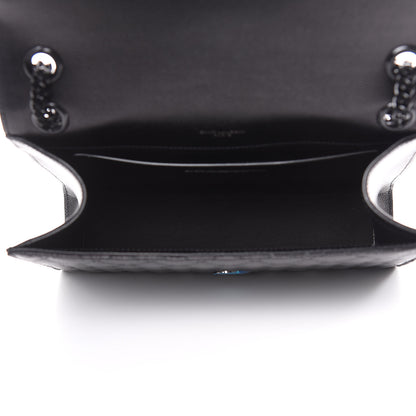 Saint Laurent Grain De Poudre Textured Mixed Matelasse Triquilt Medium Monogram Satchel Black 5 of 9