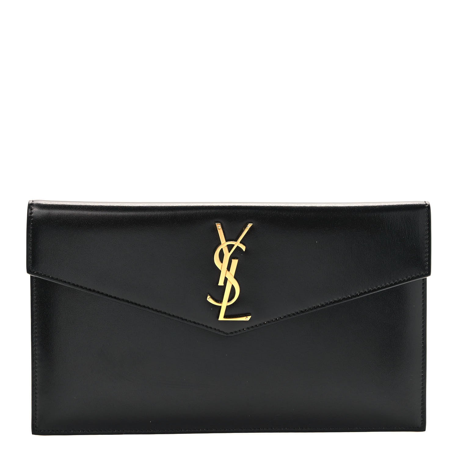 Saint Laurent Smooth Shiny Calfskin Monogram Uptown Pouch Black 1 of 8