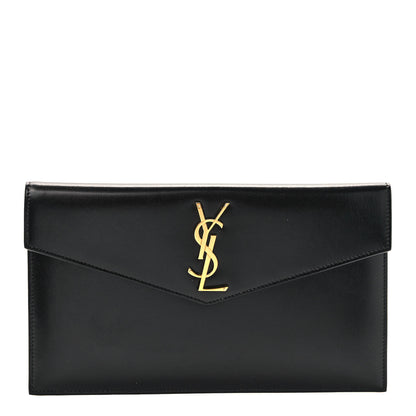 Saint Laurent Smooth Shiny Calfskin Monogram Uptown Pouch Black 1 of 8